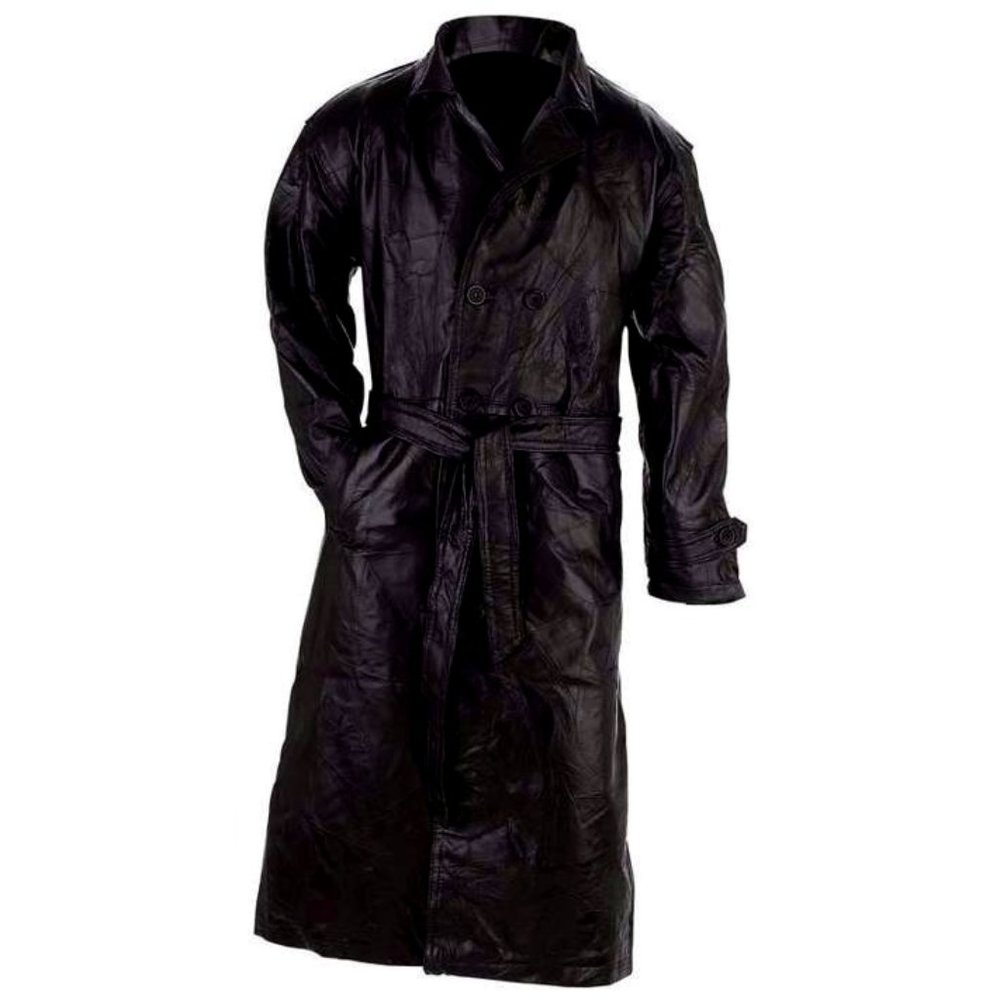 Giovanni Navarre Italian Stone Design Genuine Leather Trench Coat NEW size XL
